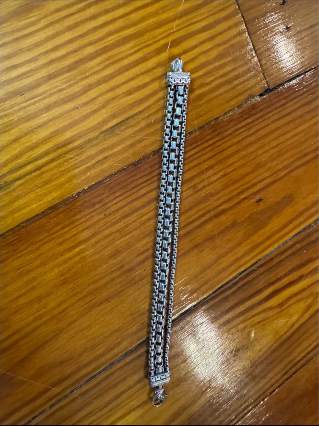 Sterling Silver Multi-Row Box Chain Bracelet - Silver